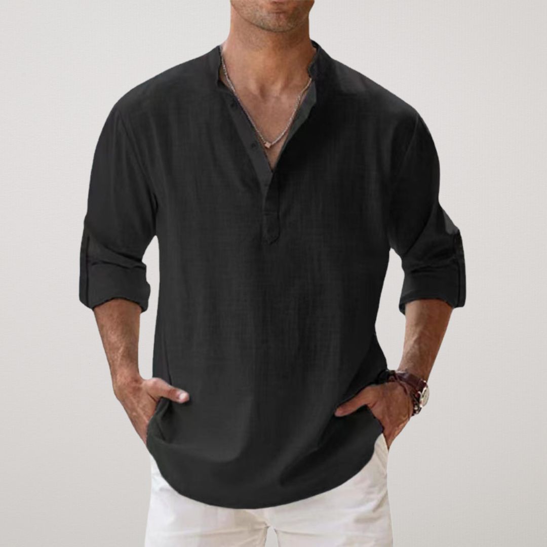 Varel | Camicia Henley in cotone effetto lino