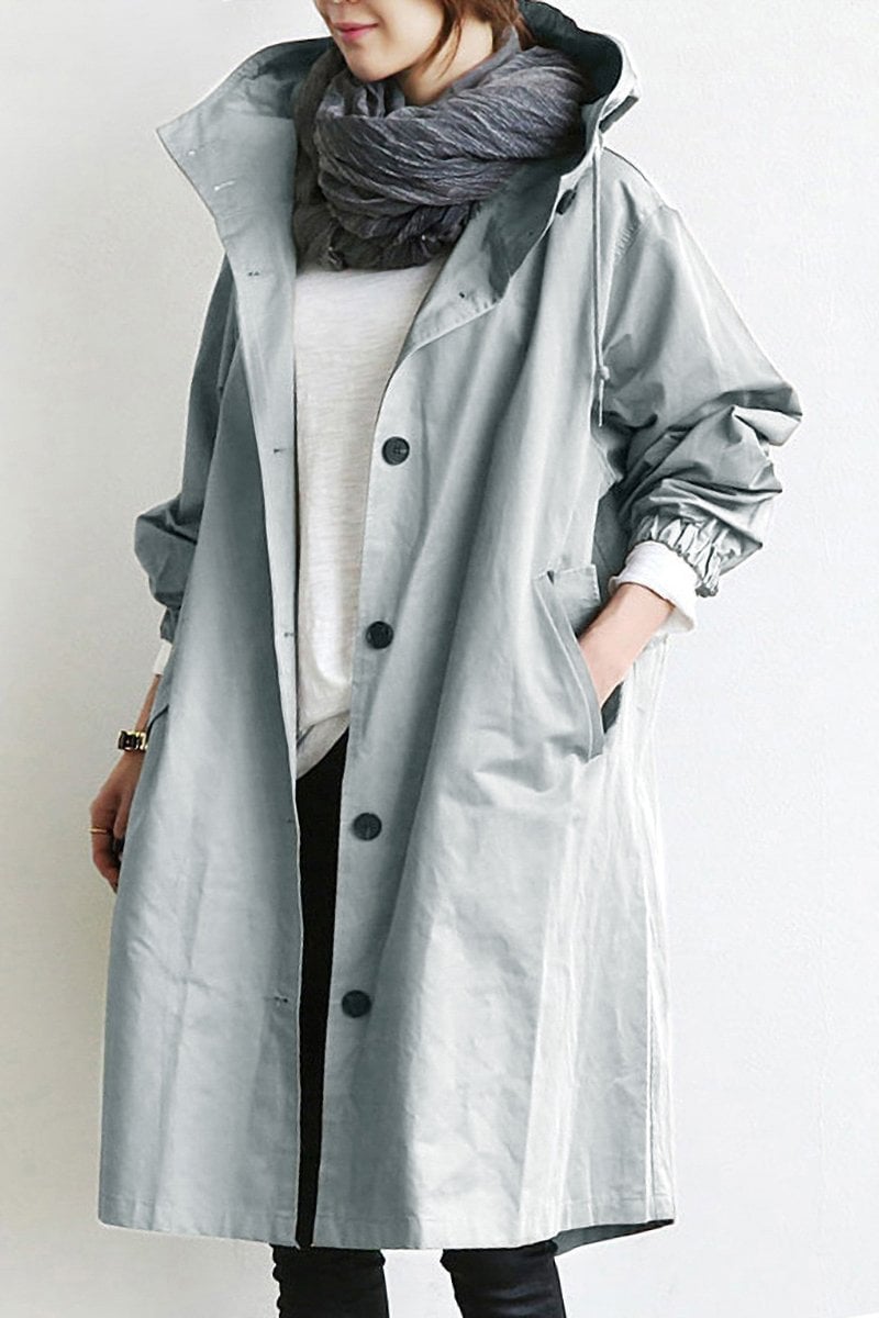 Trench Coat Slim Fit Donna – Impermeabile con Cappuccio, Adatto per Primavera e Autunno