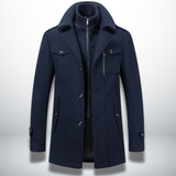 Cappotto da uomo in misto lana – Giacca con doppio collo e cerniera completa