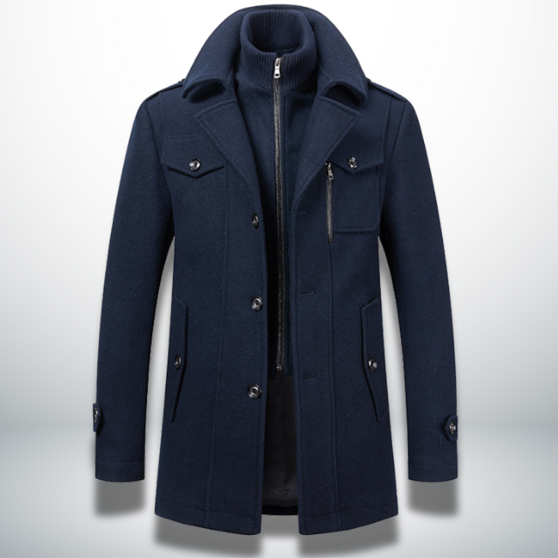 Cappotto da uomo in misto lana – Giacca con doppio collo e cerniera completa