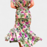 Elegante abito lungo da donna con scollo a V e stampa floreale – Abito estivo lungo e fluido