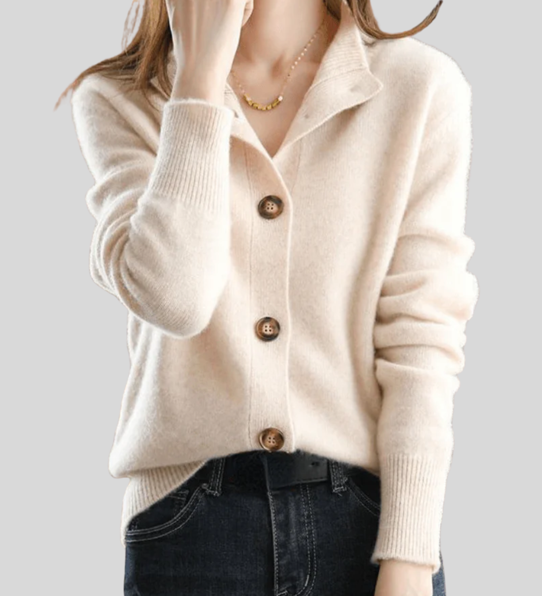 Cardigan da donna in misto lana – Maglia morbida con scollo a V e bottoni sul davanti