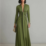Abito maxi da donna con scollo a V profondo - Elegante e fluido