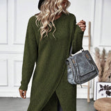 Donna - Vestito a maglione - Solido con orlo irregolare
