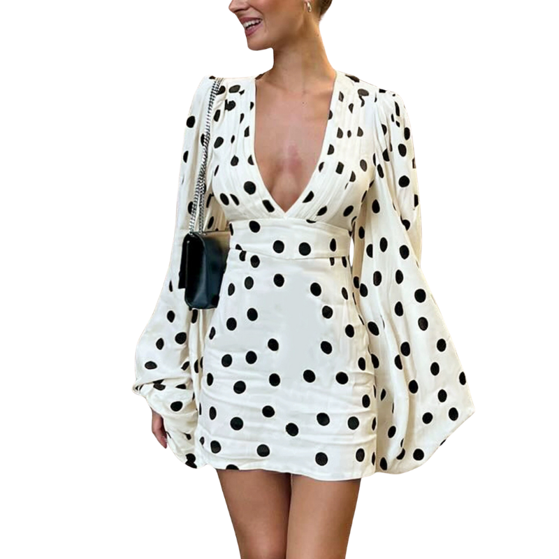 Abito Scollo a V Fitted per Donne – Con Maniche Lunghe, Adatto per Occasioni Casual e Festive