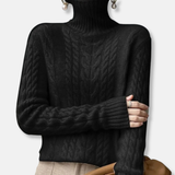 Donna - Maglione a maglia a cavo - Stile dolcevita