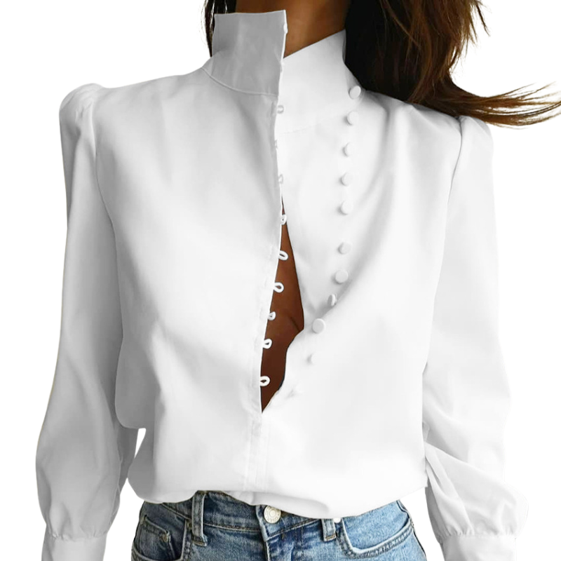Blusa Slim Fit da Donna – Con Bottoni, Adatta per Lavoro e Uso Quotidiano