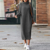 Donna - Vestito midi in maglia con collo a dolcevita