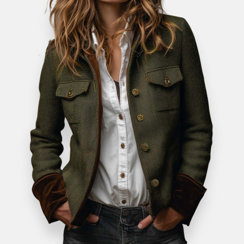 Giacca Femminile Scollo Stretto – Con Bottoni, Adatta per Autunno e Inverno