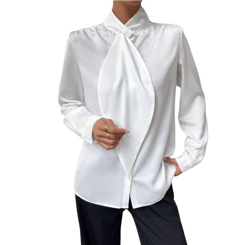 Blusa Scollo Alto Sottile per Donne – Con Maniche Lunghe per Lavoro e Uso Quotidiano