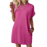 Abito A-line da Donna – Casual per Uso Estivo, Con Collo Rotondo e Senza Chiusura