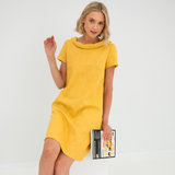 Abito morbido in lino da donna con tasche – Vestito casual estivo fluido