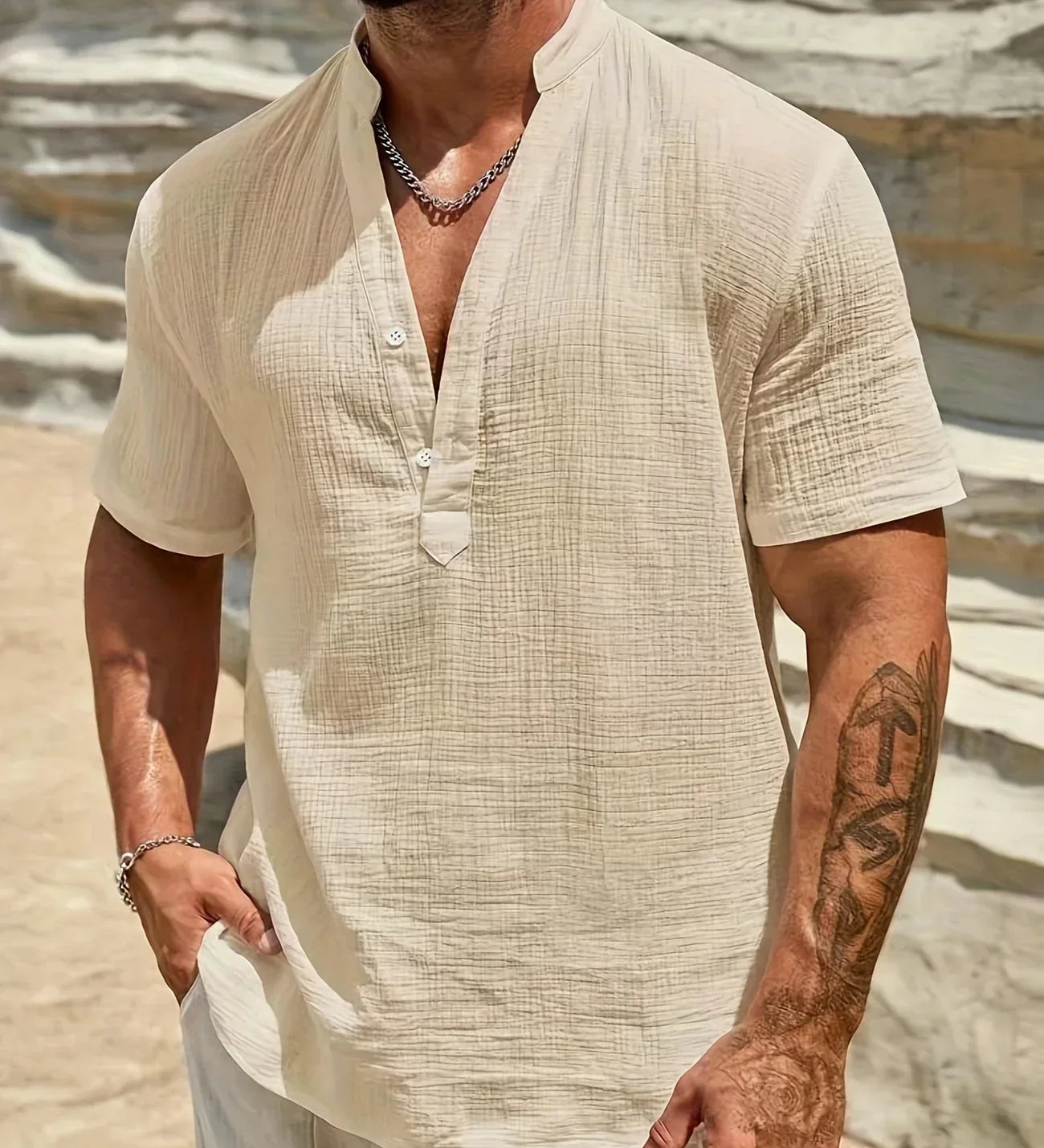 Varel | Camicia estiva elegante con colletto alto