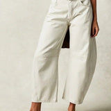 Jeans a vita alta alla moda da donna - Pantaloni in denim unici con gamba larga