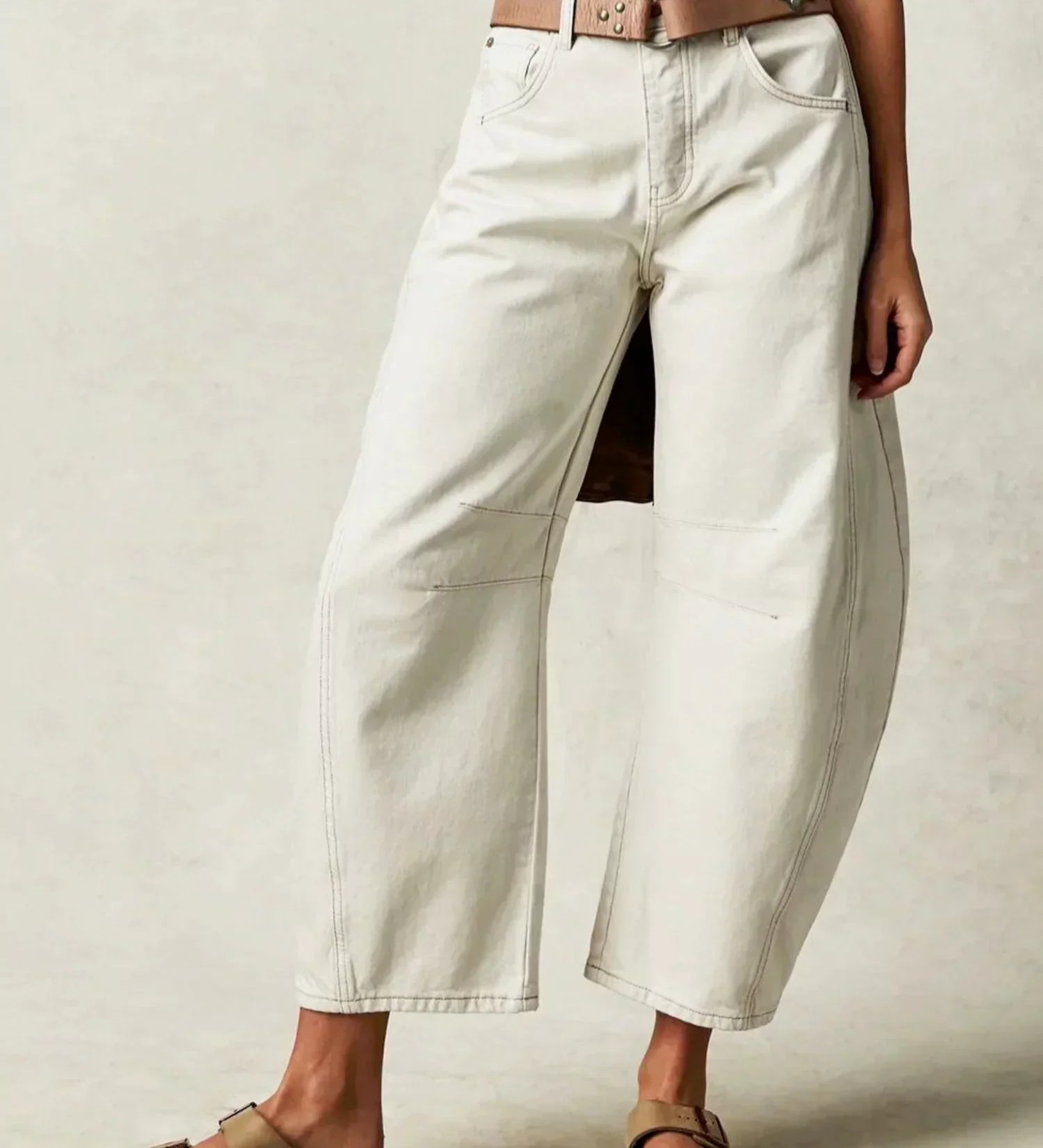 Jeans a vita alta alla moda da donna - Pantaloni in denim unici con gamba larga