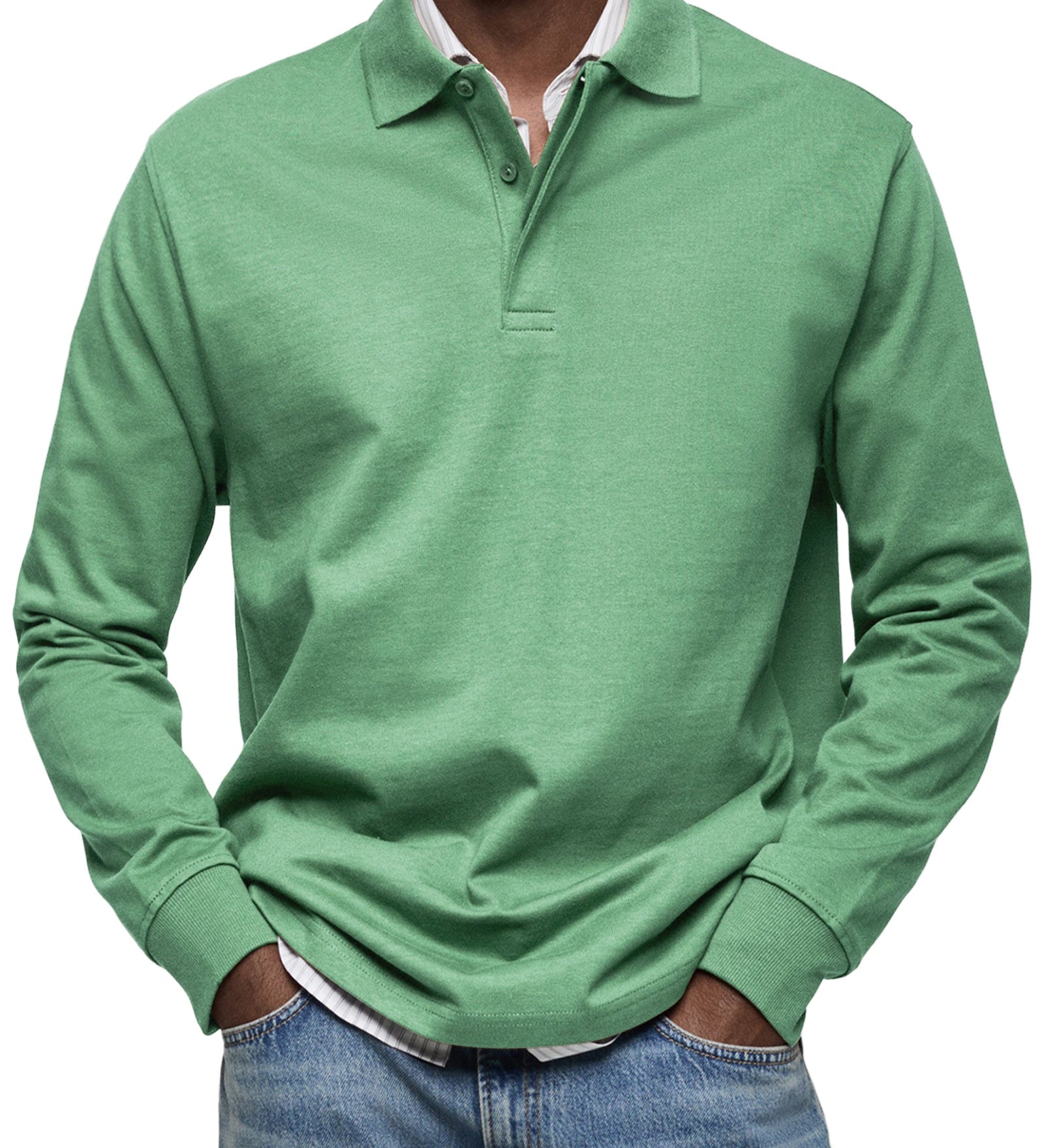 Varel | Camicia Poloshirt Casual a Maniche Lunghe