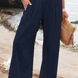 Pantaloni estivi in lino da donna – Elastico in vita e vestibilità comoda e ampia