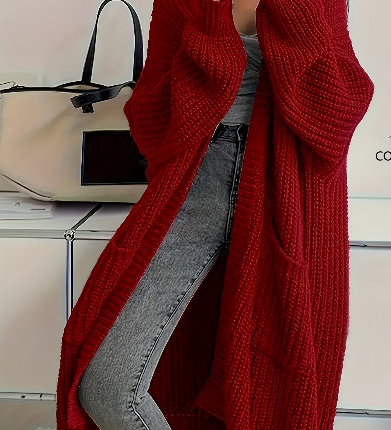 Cardigan aperto oversize da donna – Maglia lunga e comoda
