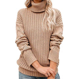 Donna - Maglia dolcevita a maglia grossa - Stile accogliente