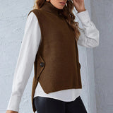 Donna - Gilet lavorato a maglia - Modello con colletto in piedi