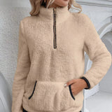 Donna - Pullover in pile - Maglia mezza zip Teddy