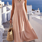 Abito donna ampio casual con collo rotondo