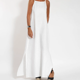 Vestito maxi da donna con scollo all’americana – stile casual chic