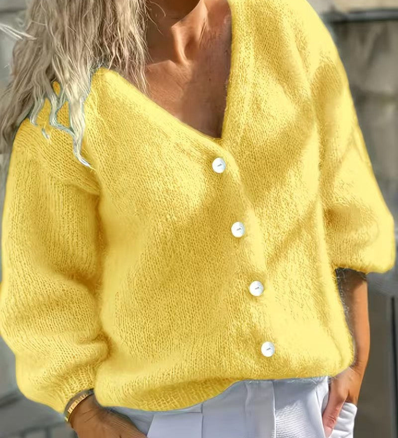 Cardigan maglia donna con bottoni - Semplice e morbido