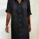 Abito Donna Scollo V – Casual con Rouches, Adatto per Primavera e Estate