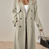 Trench lungo ed elegante in misto cotone da donna - perfetto per l'uso quotidiano