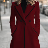 Donna - Cappotto doppiopetto chic con finiture nere