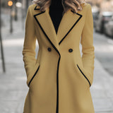 Donna - Cappotto doppiopetto chic con finiture nere