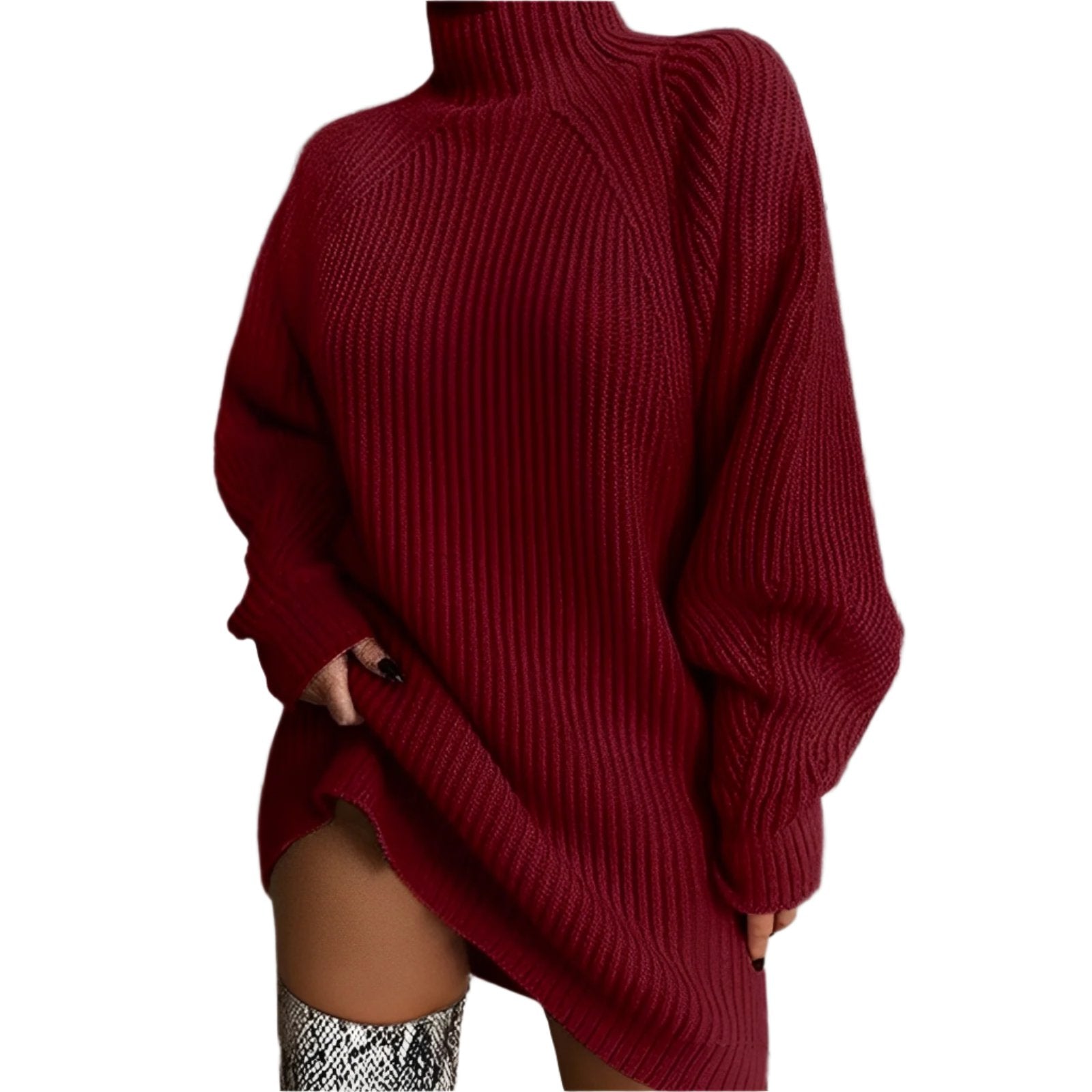 Donna - Maglione dolcevita oversize - Stile maglia accogliente