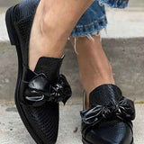 Francesca™ | Mocassino nero con fiocco lucido