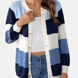 Cardigan da donna a blocchi di colore con bottoni – Strato in maglia a maniche lunghe e vestibilità morbida, con bordi a coste, per uno stile quotidiano