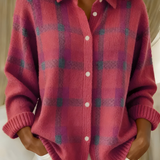 Cardigan morbido a quadri da donna - maglia elegante e comoda