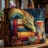 Borsa artigianale - Drago che Legge Libri e Tazze