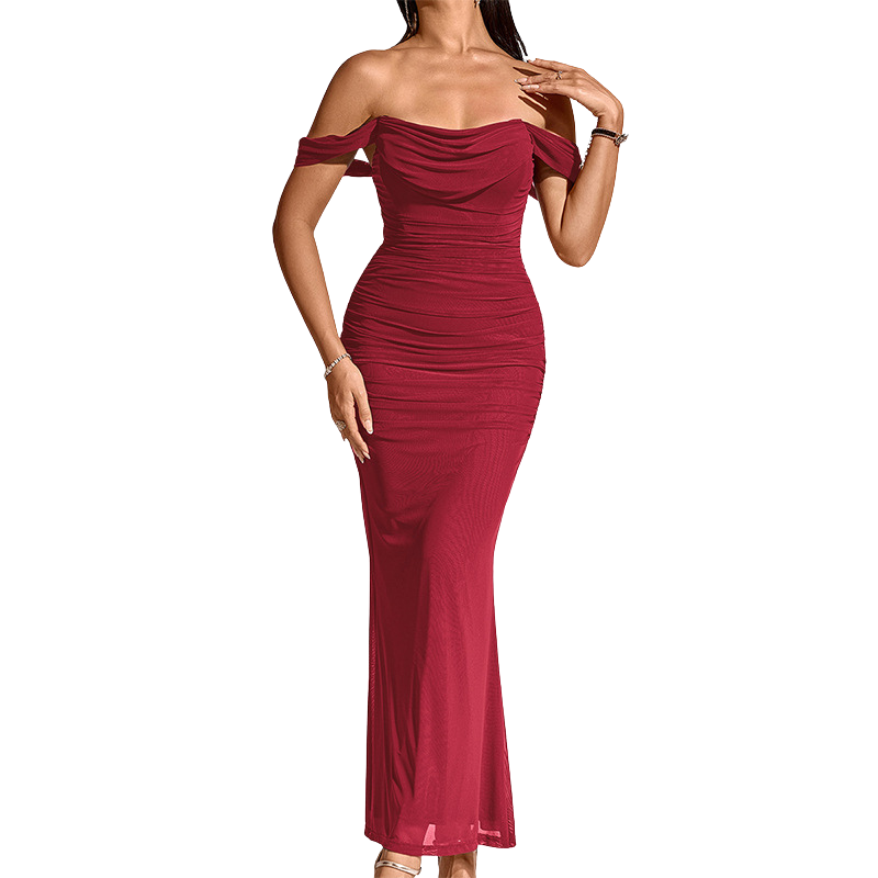 Abito Scollo Asimmetrico per Donna – Adatto per Occasioni Festive, Con Spallina e Dettagli in Corsetto