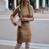 Donna - Vestito midi dolcevita lavorato a maglia - Vestibilità slim