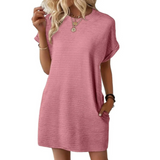 Abito A-line da Donna – Casual per Uso Estivo, Con Collo Rotondo e Senza Chiusura