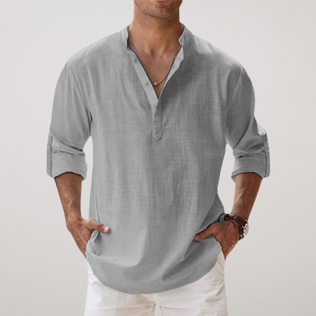 Varel | Camicia Henley in cotone effetto lino