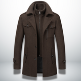 Cappotto da uomo in misto lana – Giacca con doppio collo e cerniera completa