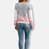 Donna - Maglia con collo a barca a blocchi di colore
