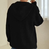 Felpa con cappuccio e cerniera in maglia da donna