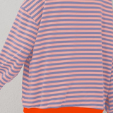 Felpa oversize a righe da donna con maniche a palloncino ampie e vestibilità comoda