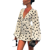 Abito Scollo a V Fitted per Donne – Con Maniche Lunghe, Adatto per Occasioni Casual e Festive