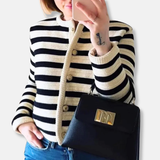 Donna - Cardigan a righe dal taglio classico - Stile con bottoni sul davanti