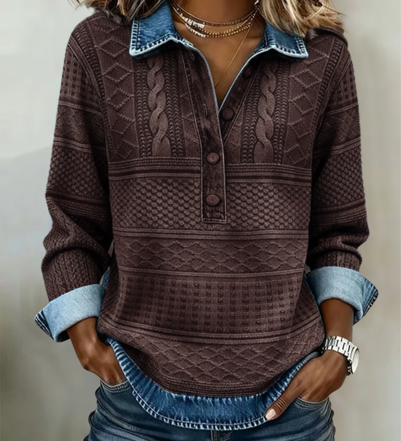 Felpa Oversized da Donna – Con Bottoni e Collo, Adatta per Uso Casual