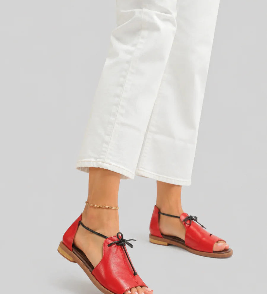 Laura™ | Sandalo basso in pelle metallizzata