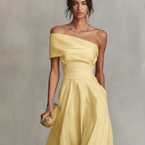 Abito in lino giallo monospalla da donna - Elegante e luminoso